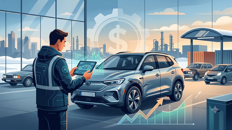 Современная иллюстрация поврежденного автомобиля для статьи о выкупе битых машин в Тюмени 2026 года